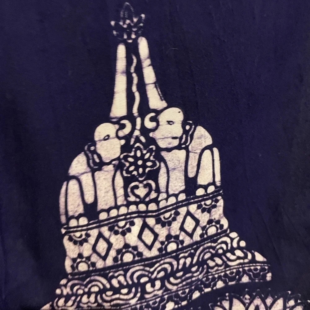 Navy Batik print lightweight scarf with elephant print.